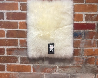 White Sheepskin Rectangle: Genuine Shearling Woolmark Rug, Pet Mat, Craft Piece (Medium)
