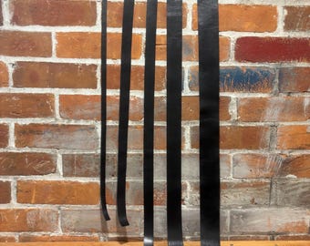 Black Italian Leather Strips: 0.5” 1” 1.5” 2” Maker Craft Supply