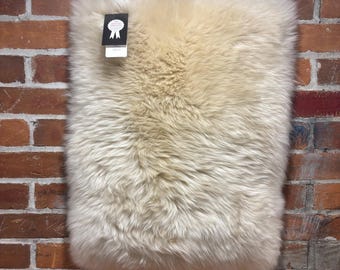 Piel de oveja color blanco roto color leche de avena: Alfombra de piel de oveja Merino Woolmark de pelo alto, decoración, mascota
