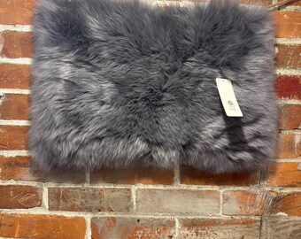 Gray Sheepskin Rectangle: Genuine Woolmark Leather Shearling Piece, Rug, Pet Pad (Large)