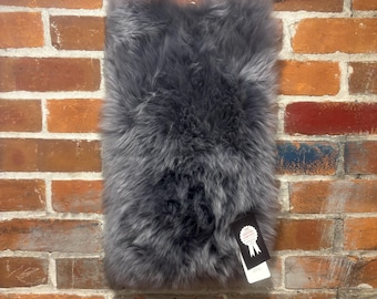Dark Gray Sheepskin Leather: Merino Woolmark Shearling Rug, Pet Pad (Slim Rectangle)