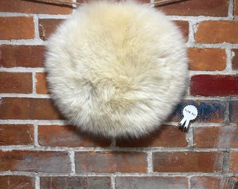 Off-White Beige Sheepskin Roundish Shapes: Woolmark Merino Shearling Leather Seat Pad, Craft