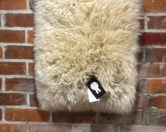 Oatmilk Sheepskin Rectangle Rug: Genuine Woolmark Shearling Leather Pet Pad, Seat  - Large