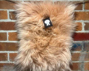 Pink Sheepskin Rectangle: Genuine Woolmark Leather Shearling Rug, Cat Pet Mat, Decor (Medium)