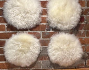 White 10” Sheepskin Roundish Pieces: Woolmark Genuine Shearling Seat Pad Pack, Craft Decor