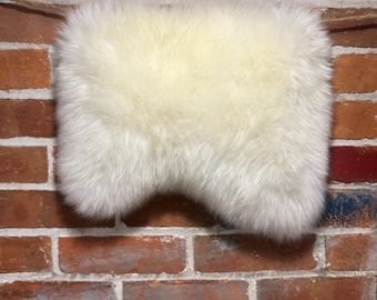 Witte schapenvacht: merinowollen schapenvacht leren zitkussen, decor, ambacht (rechthoekige wolk)
