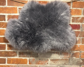 Dark Gray Sheepskin Storm Cloud: Woolmark Certified Shearling Rug, 26” x 21”