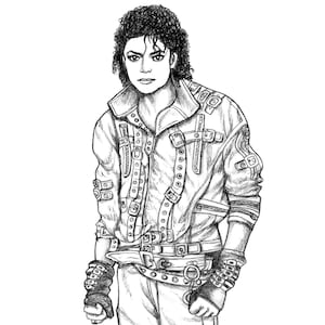 Drawing Michael Jackson Bad. Coloring print image 1