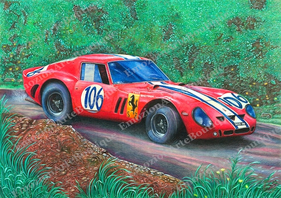 Original Drawing Ferrari 250 GTO - Targa Florio From 1963 - Etsy