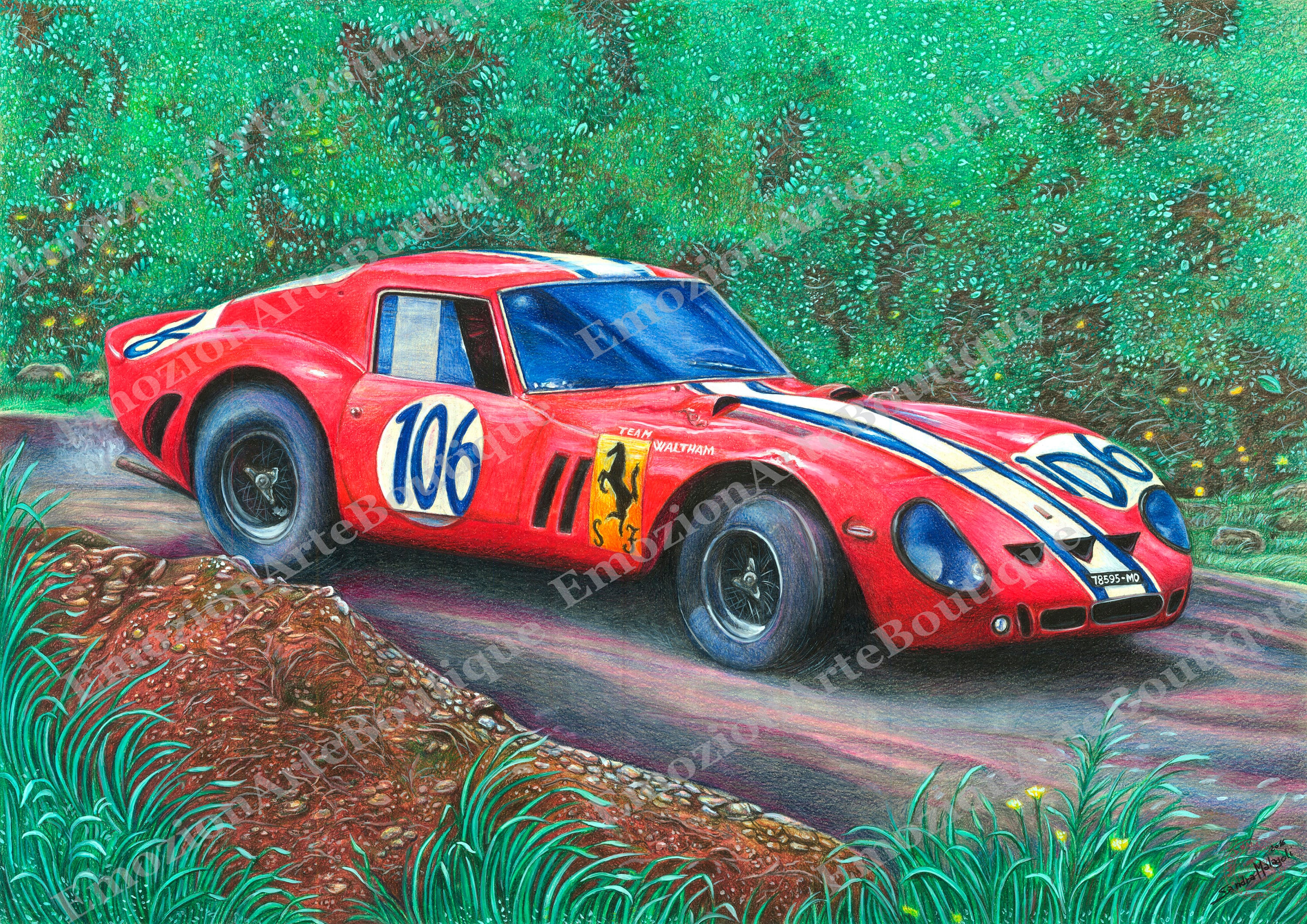 フェラーリ 絵 Ferrari - GC-617フェラーリF50限定版画サイン有額装済作家平右ヱ門の