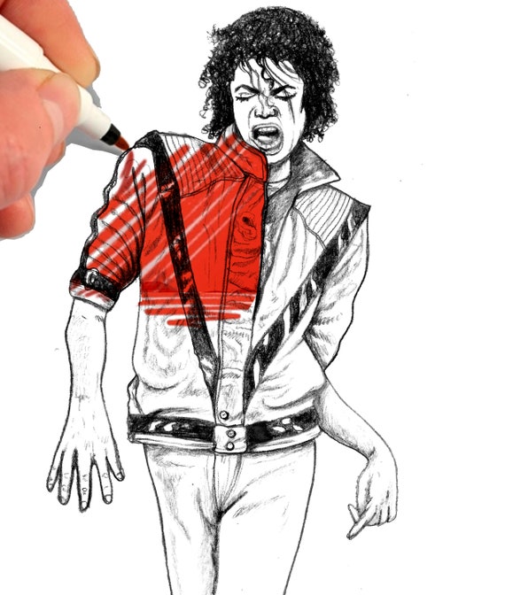 Drawing Michael Jackson Thriller. Coloring Print - Etsy Hong Kong Drawing Michael Jackson Thriller. Coloring Print - Etsy Hong Kong