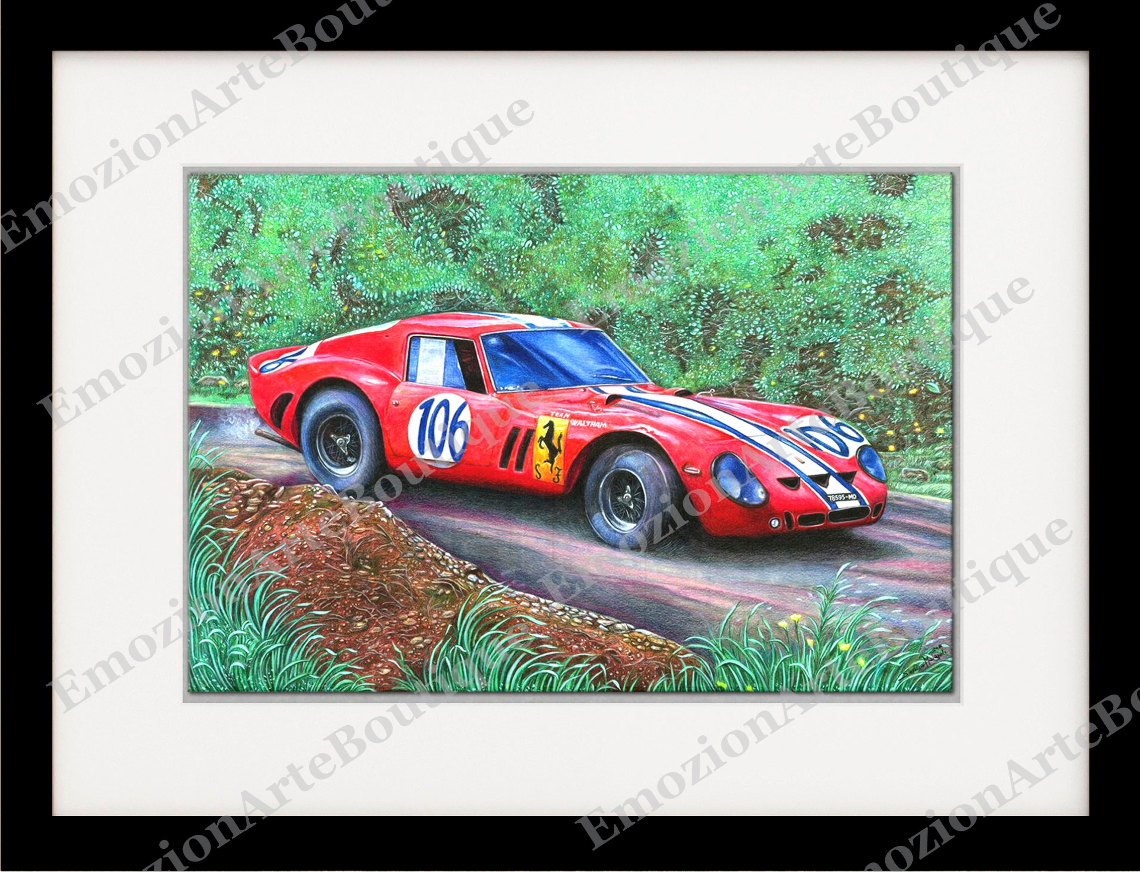 Ferrari 250 GTO - Targa Florio 1963 Print From an Original Drawing