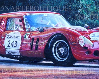 Original drawing Ferrari 250 GT Breadvan - Tour de France