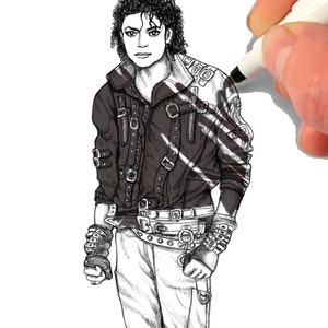 Drawing Michael Jackson Bad. Coloring print image 2