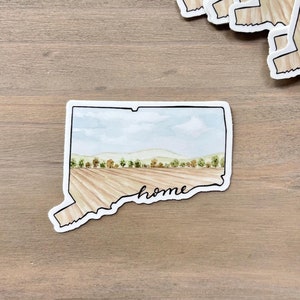 Connecticut STICKER | State Sticker, Home Sticker, Connecticut Home Sticker, Watercolor Home, 06029, Sunset Sticker, Connecticut Sunset