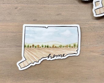Connecticut STICKER | State Sticker, Home Sticker, Connecticut Home Sticker, Watercolor Home, 06029, Sunset Sticker, Connecticut Sunset