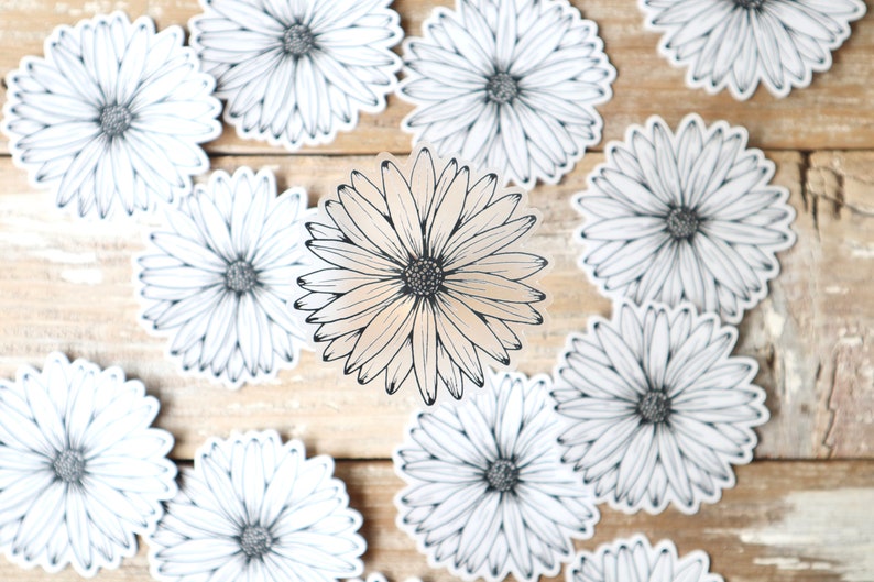Daisy STICKER | Clear Matte, Daisy Car Sticker, Daisy Drawing, Flower Sticker, Daisy Line Drawing, Die Cut Sticker, Laptop Sticker image 7