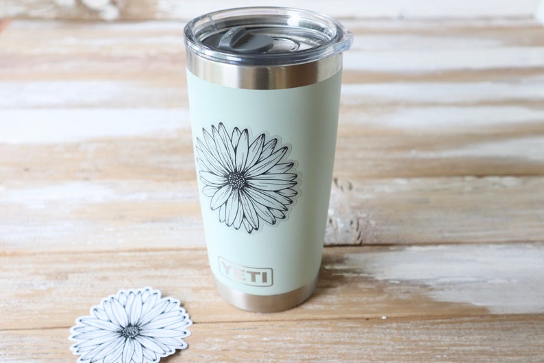 Daisy STICKER | Clear Matte, Daisy Car Sticker, Daisy Drawing, Flower Sticker, Daisy Line Drawing, Die Cut Sticker, Laptop Sticker image 4