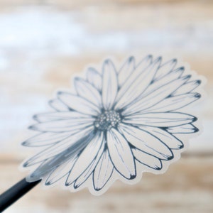 Daisy STICKER | Clear Matte, Daisy Car Sticker, Daisy Drawing, Flower Sticker, Daisy Line Drawing, Die Cut Sticker, Laptop Sticker image 6