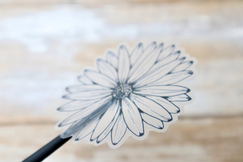 Daisy STICKER | Clear Matte, Daisy Car Sticker, Daisy Drawing, Flower Sticker, Daisy Line Drawing, Die Cut Sticker, Laptop Sticker image 6