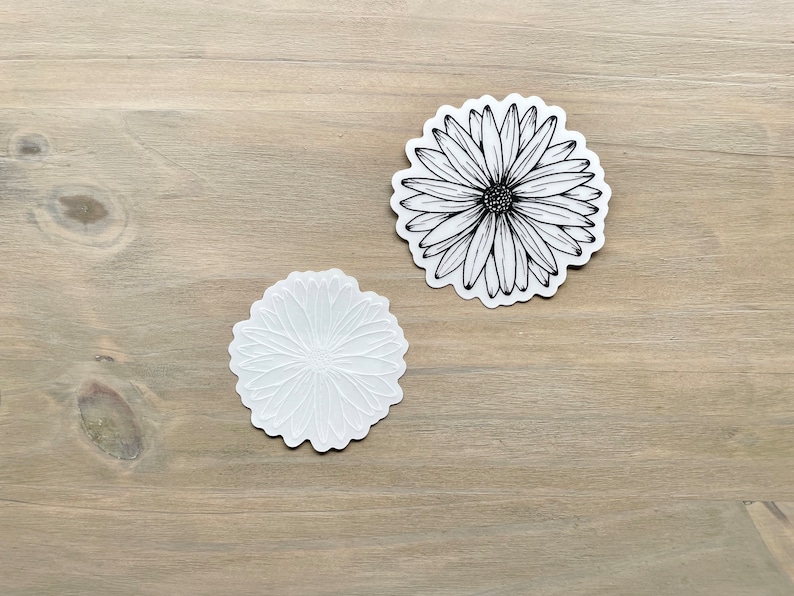 Daisy STICKER | Clear Matte, Daisy Car Sticker, Daisy Drawing, Flower Sticker, Daisy Line Drawing, Die Cut Sticker, Laptop Sticker image 3