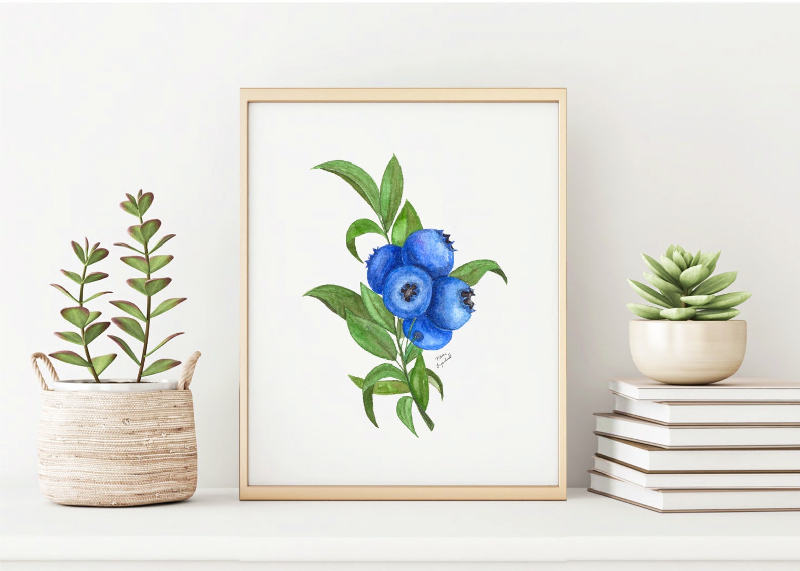 Watercolor Blueberry PRINT | 8x10 Downloadable Print, Blueberry Cluster ...