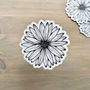 Daisy STICKER | Clear Matte, Daisy Car Sticker, Daisy Drawing, Flower Sticker, Daisy Line Drawing, Die Cut Sticker, Laptop Sticker image 9