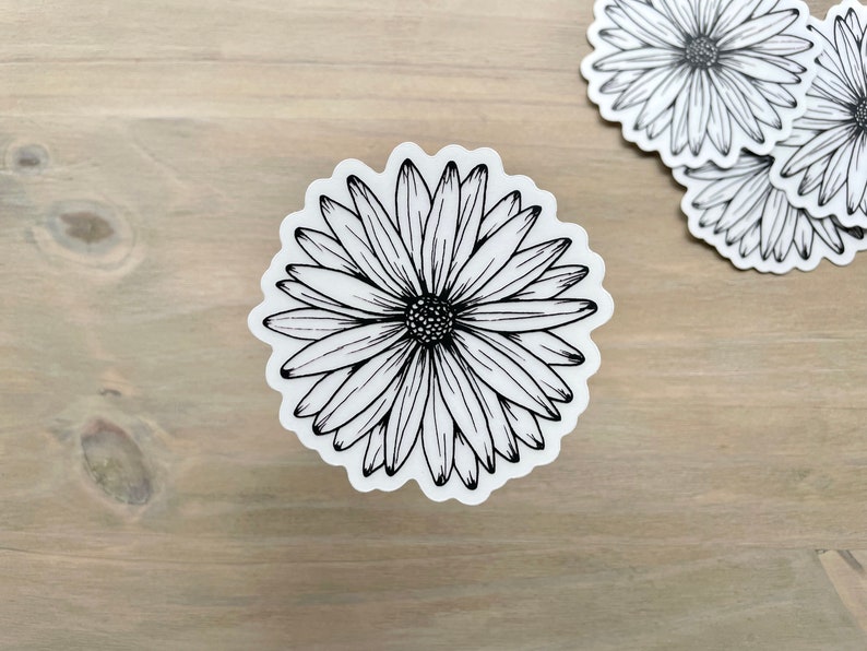 Daisy STICKER | Clear Matte, Daisy Car Sticker, Daisy Drawing, Flower Sticker, Daisy Line Drawing, Die Cut Sticker, Laptop Sticker image 9