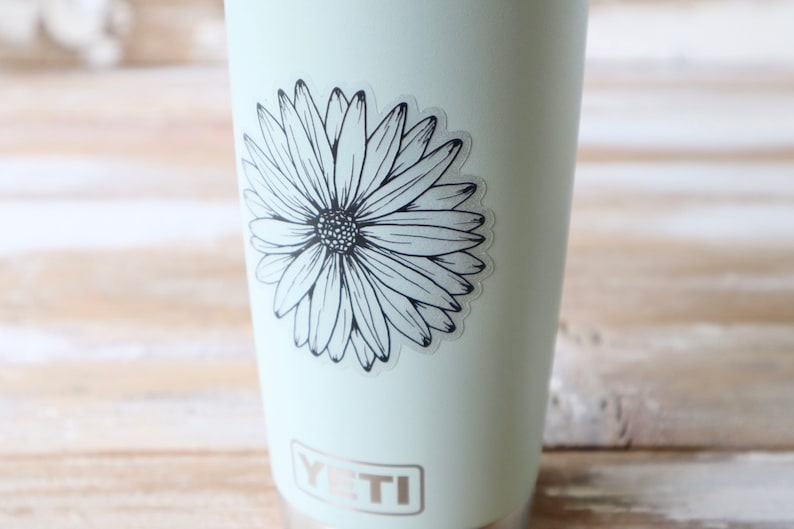 Daisy STICKER | Clear Matte, Daisy Car Sticker, Daisy Drawing, Flower Sticker, Daisy Line Drawing, Die Cut Sticker, Laptop Sticker image 8
