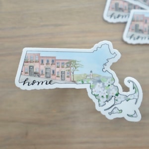 Massachusetts STICKER | State Sticker, Home Sticker, Boston Sticker, Watercolor Home Sticker, Mayflower Sticker, MA Sticker