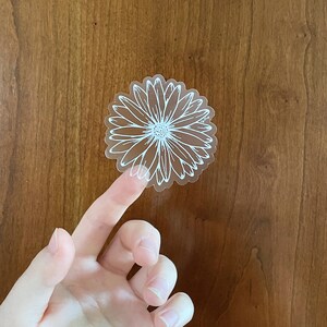 Daisy STICKER | Clear Matte, Daisy Car Sticker, Daisy Drawing, Flower Sticker, Daisy Line Drawing, Die Cut Sticker, Laptop Sticker white