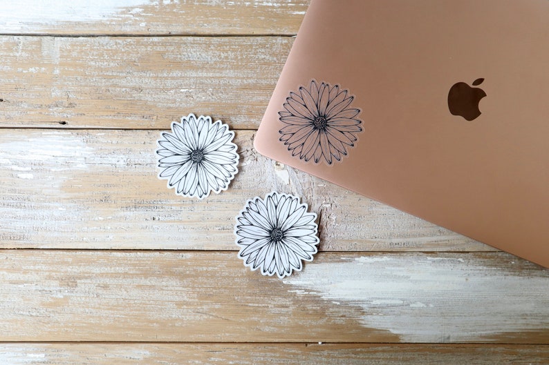 Daisy STICKER | Clear Matte, Daisy Car Sticker, Daisy Drawing, Flower Sticker, Daisy Line Drawing, Die Cut Sticker, Laptop Sticker image 5
