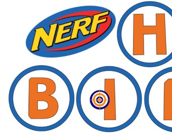 Nerf Gun Birthday Banner/Nerf Gun Cupcake Toppers/Nerf Gun Party Decor