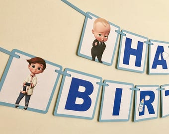 Boss Baby Birthday Banner / Boss Baby Cupcake Toppers / Please Read Item Details Before Ordering / Boss Baby Party