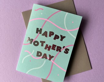 Tarjeta de lujo para el Día de la Madre (papel plateado brillante)