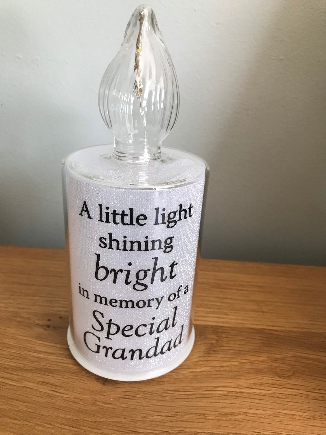 In Memory of Grandad Light up Memorial Candle. Grave Decoration Battery