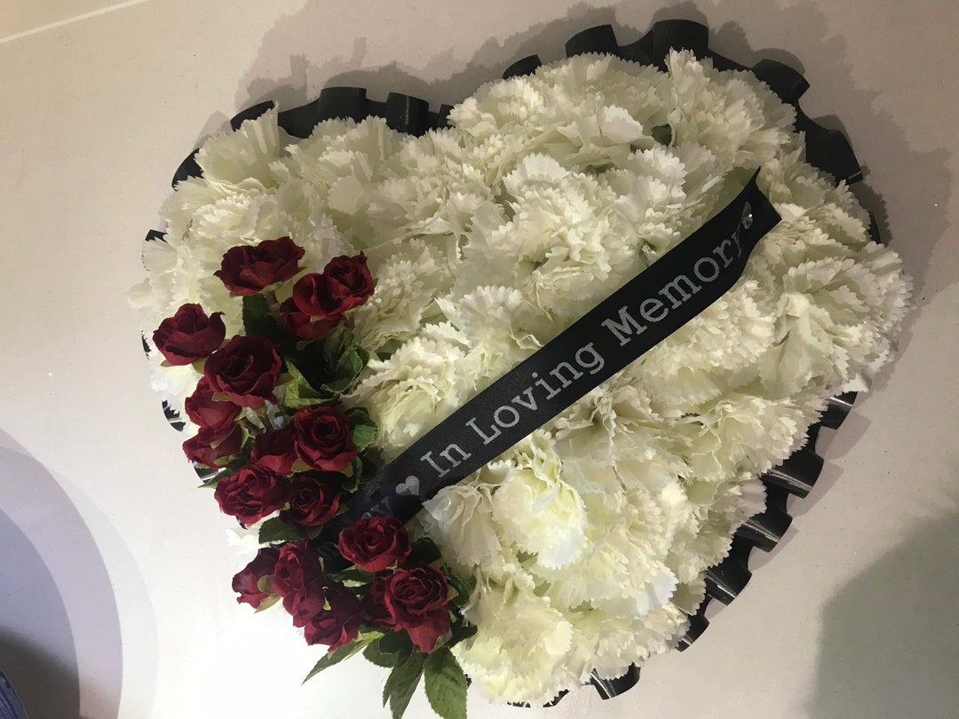 Artificial Flower Heart Wreath in Loving Memory Funeral Etsy