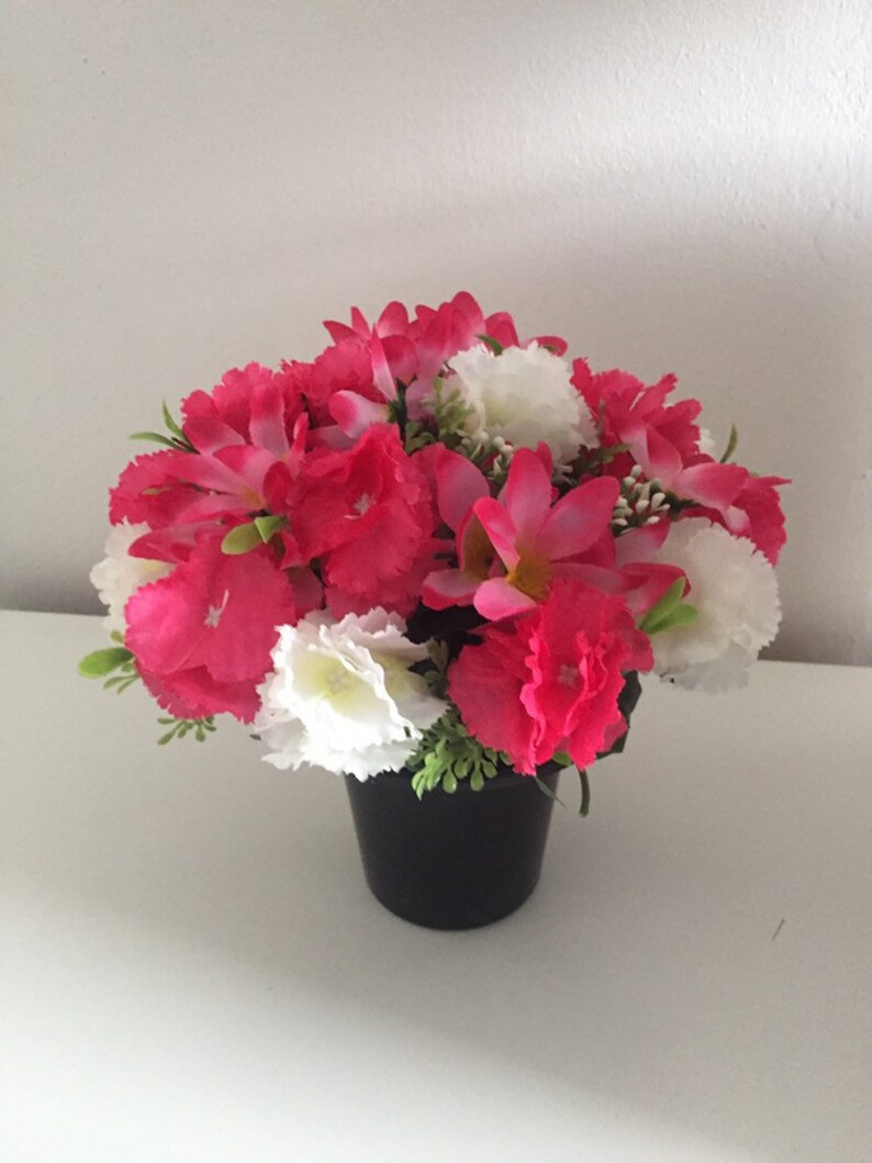 Handmade Artificial Pink and Cream Flower Arrangement Memorial G Handmade Artificial Pink and Cream Flower Arrangement Memorial G