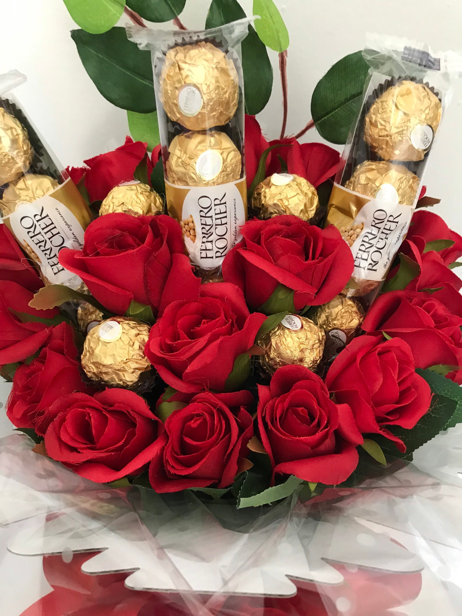Handmade Ferrero Rocher Chocolate Flower Bouquet Red Roses Etsy