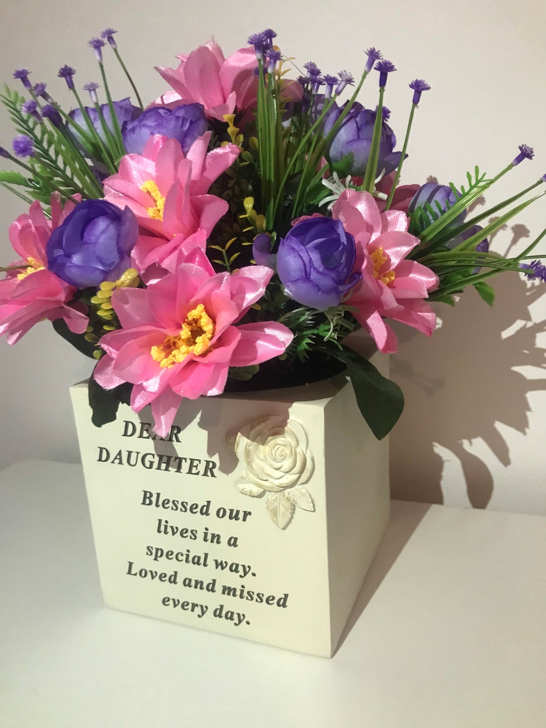 Memorial Vase Grave Flower Holder for Daughter With Artificial Etsy