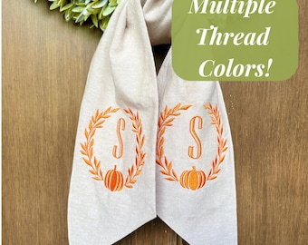 Fall Monogram Wreath Sash Fall Pumpkin Wreath Sash Custom Wreath Sash Wedding Gift for New Couple Gift New Home Gift for Newlywed Gift