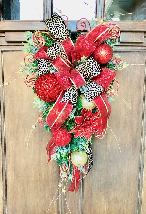 Animal Print Christmas Decorations Red And Gold Christmas Etsy