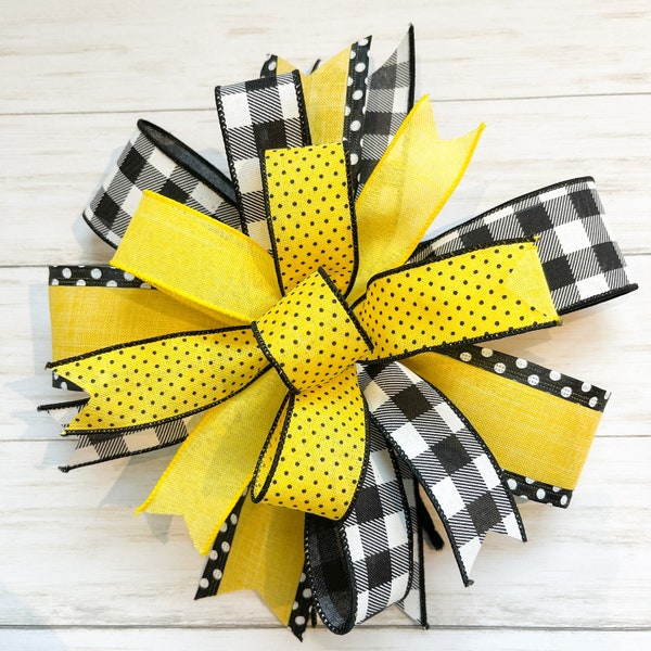 Yellow Bow for Lantern Bow Decor Farmhouse Bow for Mailbox Topper Bow Decoration Tree Topper Bow Spring Summer Home Decor for Home Accent