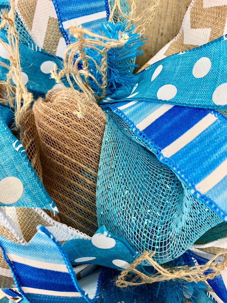Nautical Wreath Deco Mesh Beach Wreath Beach Wreath for Front Door Beach Welcome Wreath Tropical Wreath Summer Beach Wreath Lake House