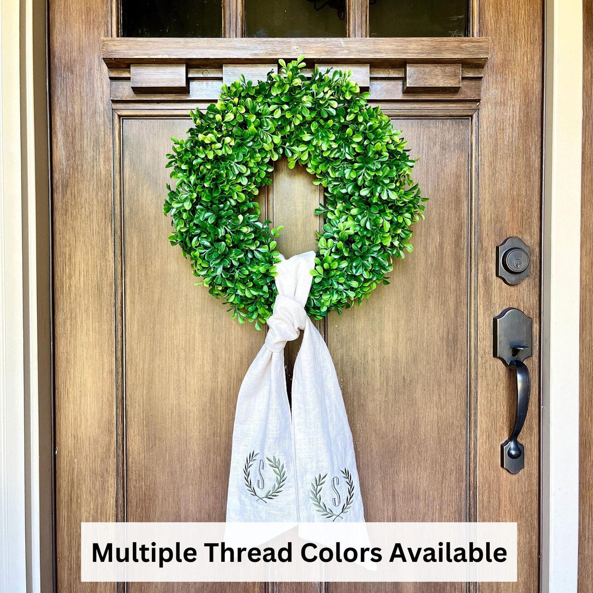 Boxwood Wreath With Initial Wreath Sash for Wreath Monogram Sash Custom Wreath Sash Gift for New Couple Gift New Home Owner Gift Realtor - Etsy