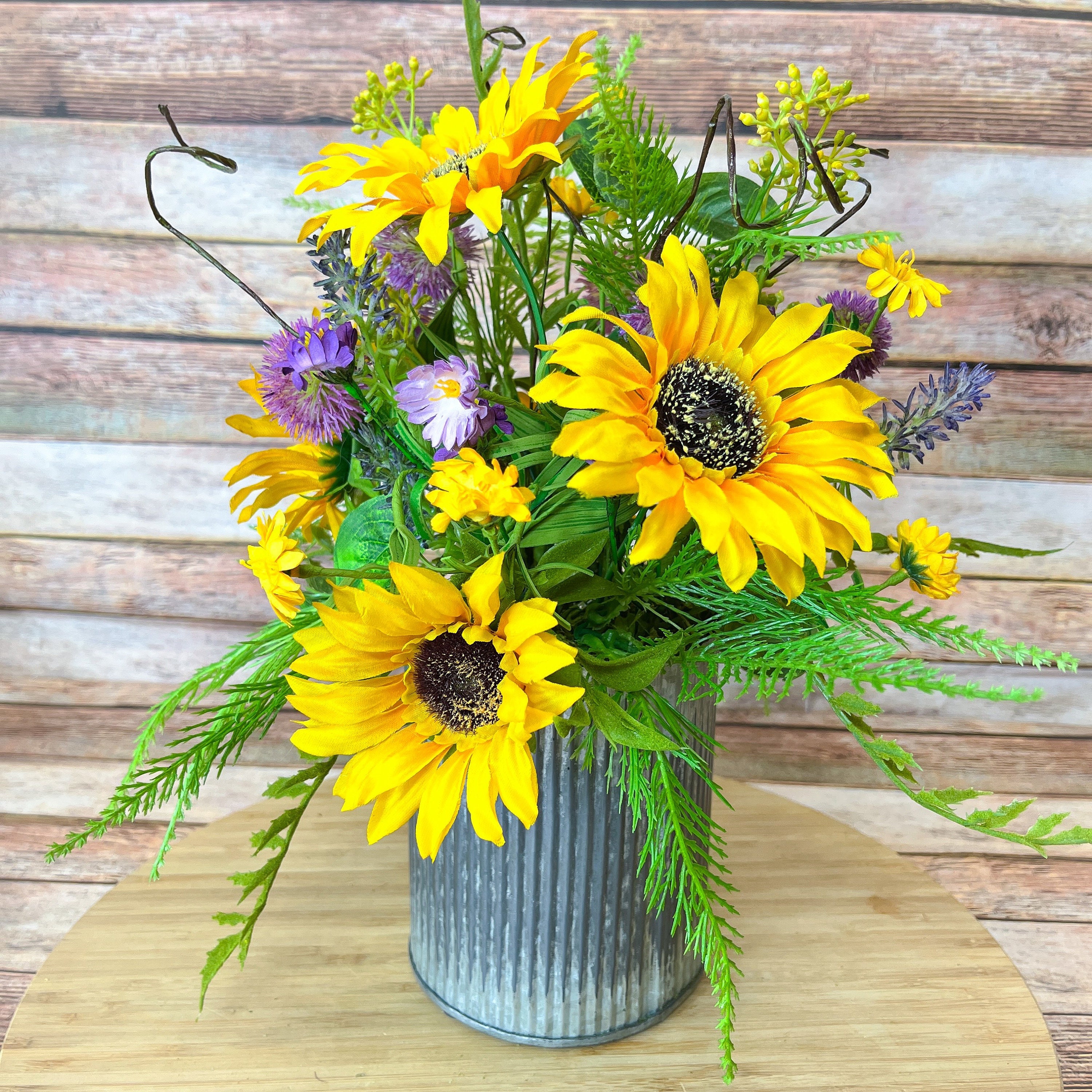 Nearly Natural Sunflower Artificial Vase Silk Arrangements Yellow 