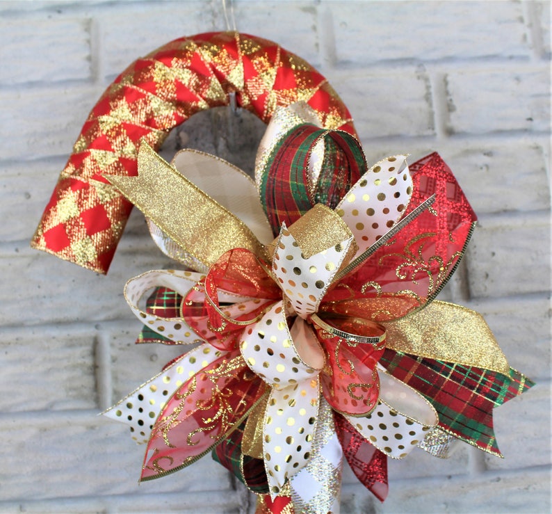 Red and Gold Christmas Candy Cane Wreath Candy Cane Door Hanger Candy Cane Christmas Decor Christmas Decor Candy Cane Christmas Wreath