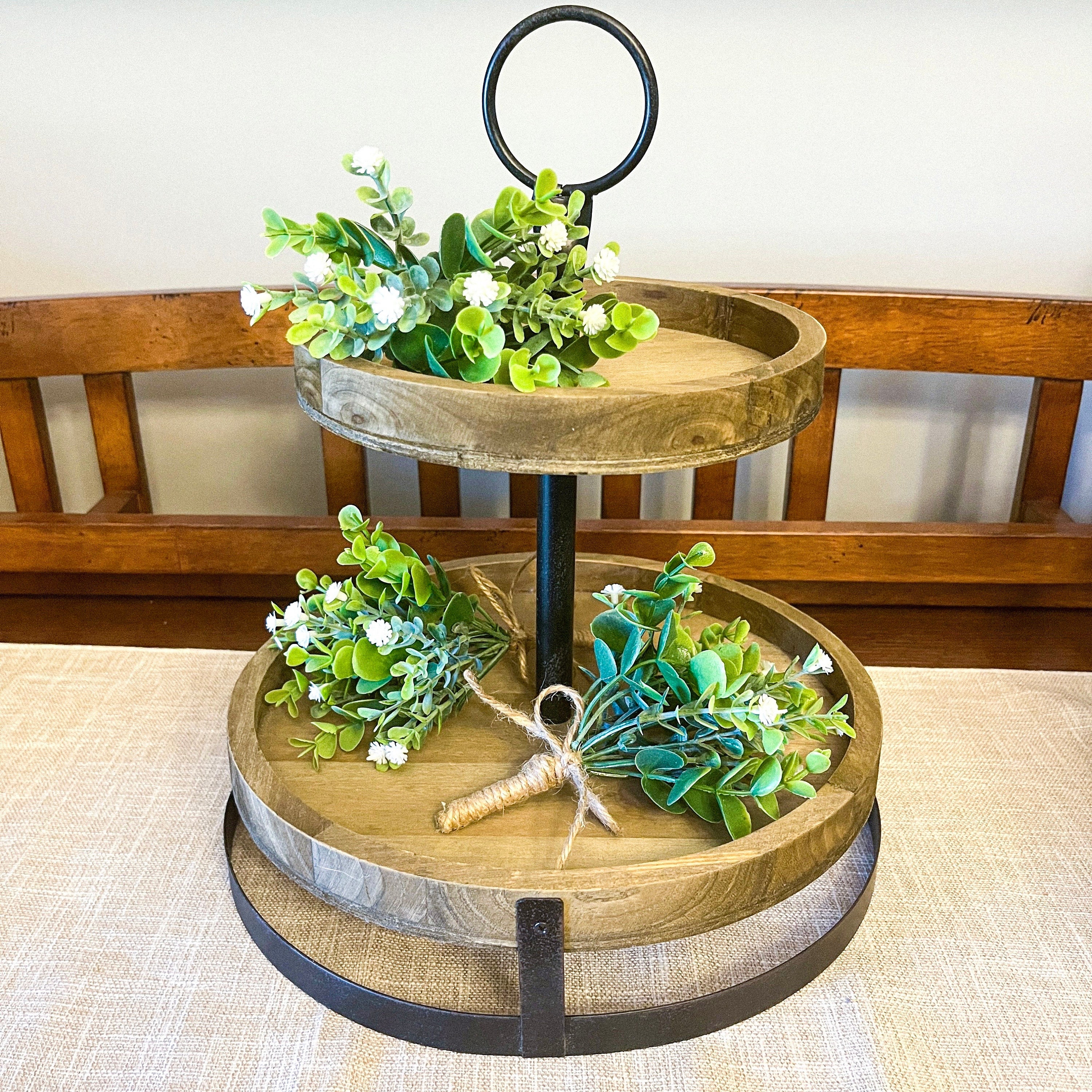 Greenery for Tiered Tray Decor Greenery Farmhouse Tiered Tray Decor Farmhouse Decoration for Kitchen Greenery Dough Bowl Greenery Table