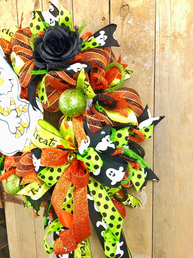 Halloween Wreath for Front Door Halloween Deco Mesh Large Etsy
