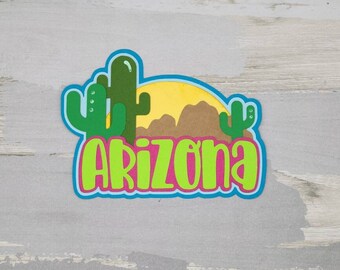 Arizona state travel paper pieced die cut title for scrapbooking, card making, and keepsake items